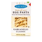 Giusto Sapore EGG Garganelli Classic Pasta, Imported Italian Artisanal Egg Pasta, Ridged Rolled Quill Shape, 12 oz (340g)