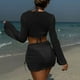 thumbnail image 3 of WILLBEST Traje de Baño Dama conjunto de Bikini de Cuatro Piezas para Vacaciones En La Playa de Color Sólido 2025 para Mujer, 3 of 6