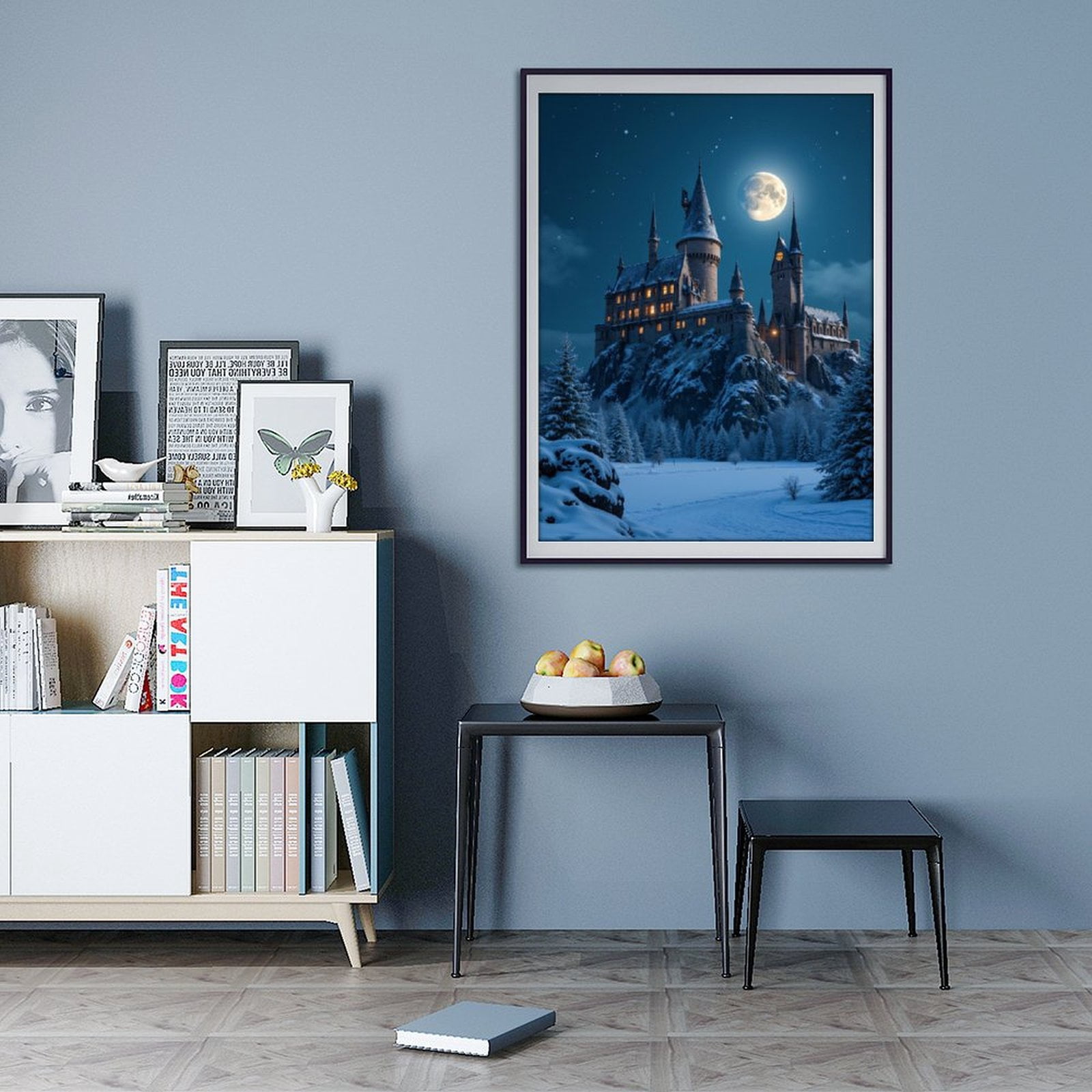 Diamond Art Kit for Adults, Winter Night Castle Moonlit Sky Diamond Painting for Adults Beginners, DIY Diamond Art Painting Kits, 5D Diamond Painting Crafts for Home Decor 12x16 Frameless
