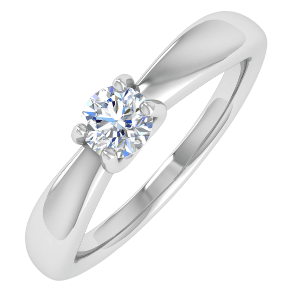 1/5 Carat 4-Prong Set Solitaire Diamond Engagement Ring Band in 10K White Gold (Ring Size 5.75)