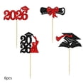 thumbnail image 3 of Sentmoon Graduation Cap Decorations Glitter Paper Flag Set Graduation Season Party Cake Topper Decoration 24 Pack Sparkly Picks for Dessert Table Celebration Use, 3 of 7