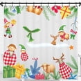 thumbnail image 1 of Whimsical Christmas Shower Curtain with Cheerful Elves & Festive Decor, 1 of 5
