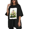 thumbnail image 4 of Plus Size Shirt for Women Black Tops for Women Short Sleeves Shirt for Women Easter15 T Shirt Crewneck Shirt for Women XL, 4 of 5
