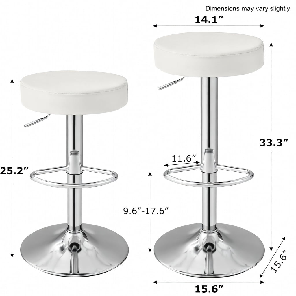 Yardi Yard PU Leather Backless Bar Stools Set of 2 , Chair for Kitchen Dining Room, Black