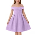 thumbnail image 3 of Ugoldhm Girls Off-the-Shoulder Formal Dress with Pockets - Spaghetti Strap A-Line Party Gown (6-14 Years), 3 of 8