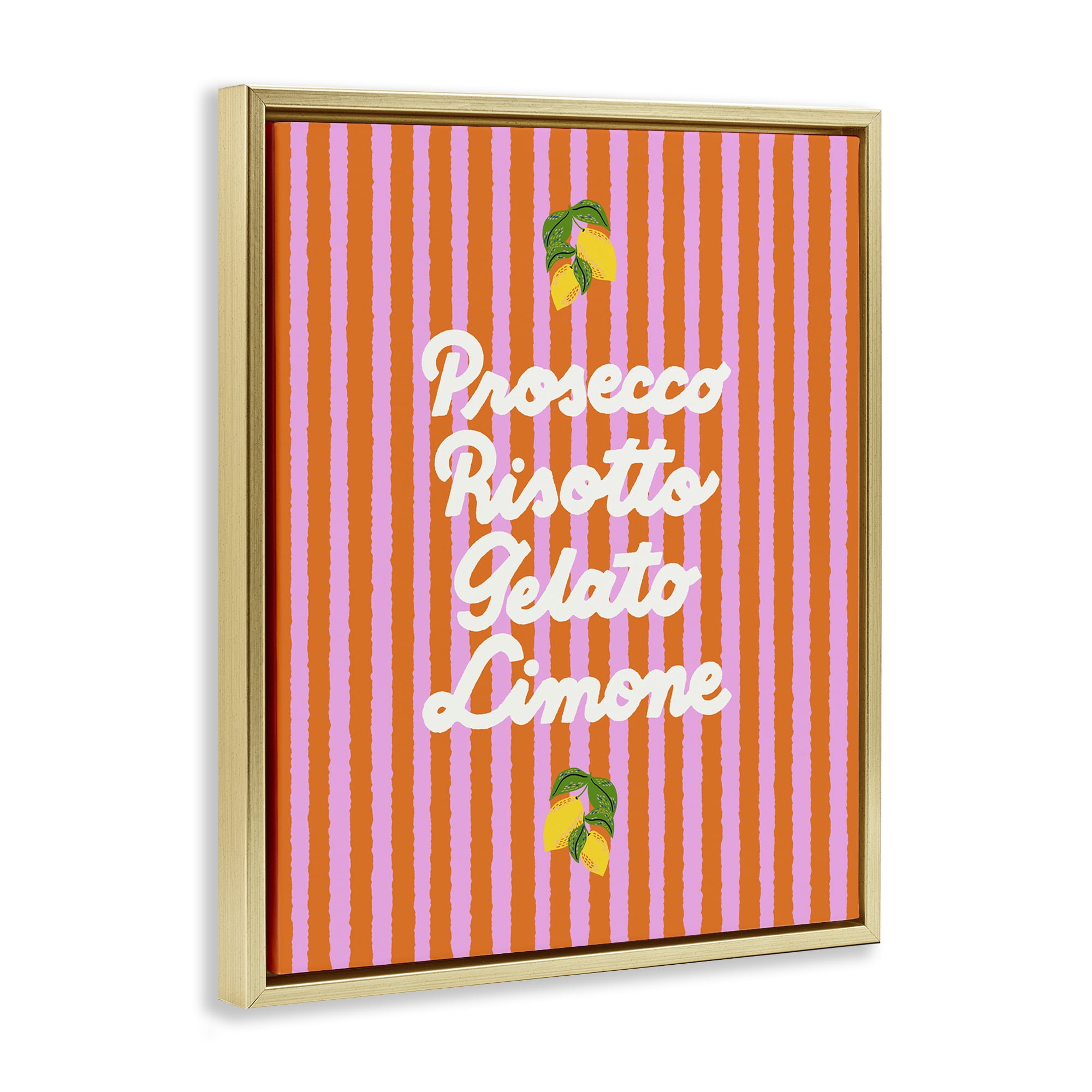 Stupell Industries Italian Enjoyment over Stripes Gold Framed Floater Canvas Wall Art, design by Indira Prieto | IndySign