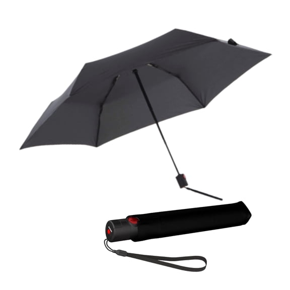 Knirps U.200 Ultra Light Automatic Rain Umbrella in Black – One-Touch Auto Open/Close, Wind-Tunnel Tested, 37in Canopy, Aluminum Fiberglass Frame, Pocket-Size Travel Umbrellas, Cover Included
