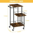 thumbnail image 2 of 3-Tier Rustic Bar Cart with Wheels – Mobile Drink & Wine Serving Cart with Glass Holder for Kitchen, Living Room, Dining Room, 2 of 8