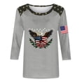 thumbnail image 4 of Levmjia Women T-Shirt Patriotic American Flag Eagle Print 3/4 Sleeve Crewneck Casual Loose Fit Summer Top for Independence Day, 4 of 5