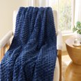 thumbnail image 2 of Better Home & Gardens Textured Velvet Plush Soft Throw Blanket, Oversized, Cobalt Blue, 2 of 5