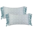 thumbnail image 2 of REGALWOVEN Juego de 2 fundas de cojín decorativas impresas con borlas para sofá azul-4 12" x 20", 2 of 6