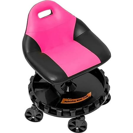 Traxion TRX2-706 ProGear Mobile Rolling Gear Race Seat with Tray & Five All Terrain Casters - Pink