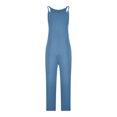thumbnail image 5 of CZHJS Women's Solid Color Pants Summer Trousers Casual Loose Wide Leg Jumpsuit Long Palazzo Pants Comfy Baggy Dungarees with Pockets One Piece Bib Overalls Blue XXXXXL, 5 of 6