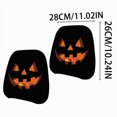 thumbnail image 3 of 2 Pack Halloween Jack O Lantern Pumpkin Car Headrest Covers Scary Pumpkin Face Head Rest Protector Covers Auto Interior Holiday Decor For Car SUV Truck, 3 of 5