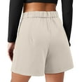 thumbnail image 6 of vigerkar Shorts for Women Bermuda Shorts Casual Elastic Waist Wide Leg Shorts with Pockets White, M, 6 of 9