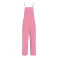 thumbnail image 4 of Lovzfmll Summer Jumpsuits for Women, Women's Casual Loose Overalls Jumpsuits Sleeveless Daily Fashion Solid Color V Neck Belted High Waist Long Pants Rompers Jumpsuits With Pockets Pink 2XL, 4 of 8