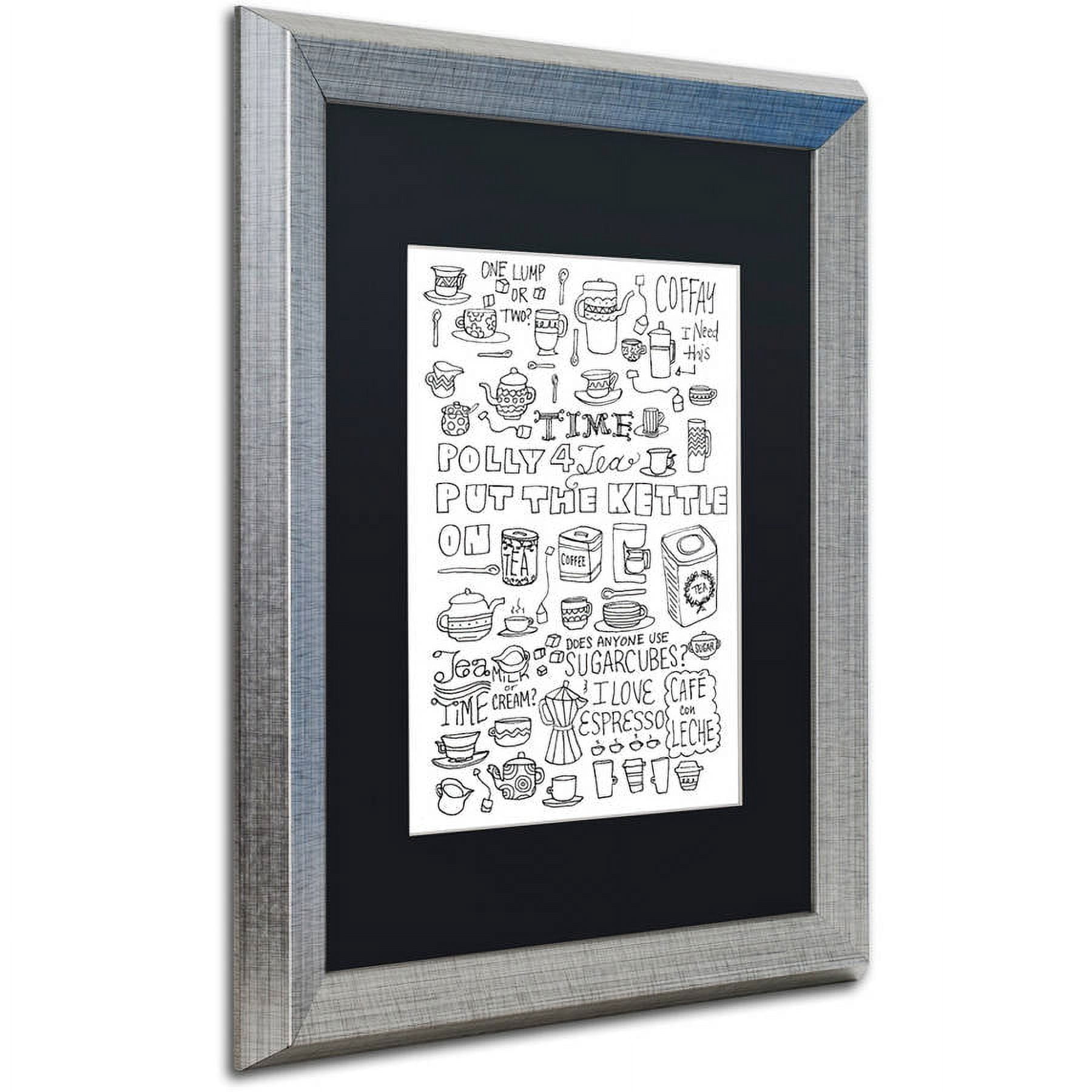 Trademark Fine Art "Put The Kettle On" Canvas Art by Elizabeth Caldwell, Black Matte, Silver Frame