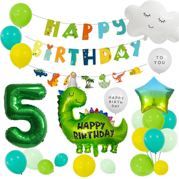 Kit de globos para fiesta de cumpleaños con temática de dinosaurios, 21 unidades, color verde