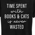 thumbnail image 3 of Instant Message - Time Spent With Books Cats - Women's Short Sleeve Graphic T-Shirt, 3 of 6