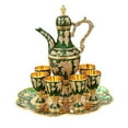thumbnail image 3 of Juego de tetera vintage europea, juego de jarras de cristal y metal para decoración del hogar, juego de tetera turca Verde, 3 of 9