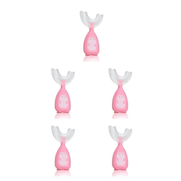 Kearding Cepillo de dientes manual de silicona para bebés, cepillo de dientes, limpieza para niños, pequeño, rosa Type2 NO2