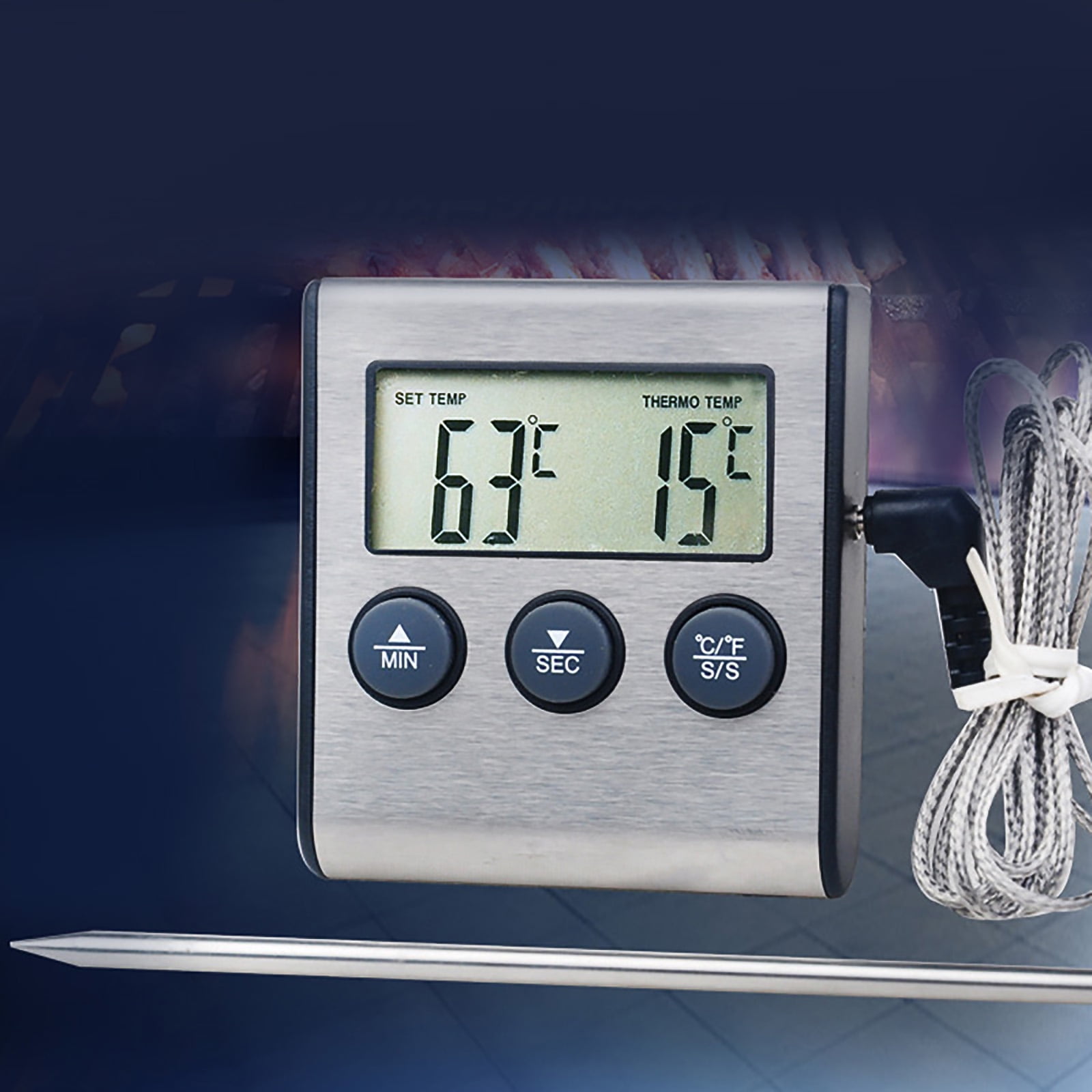 Probe Oven & Meat Thermometer Timer for Meat Food Cooking - Walmart.com