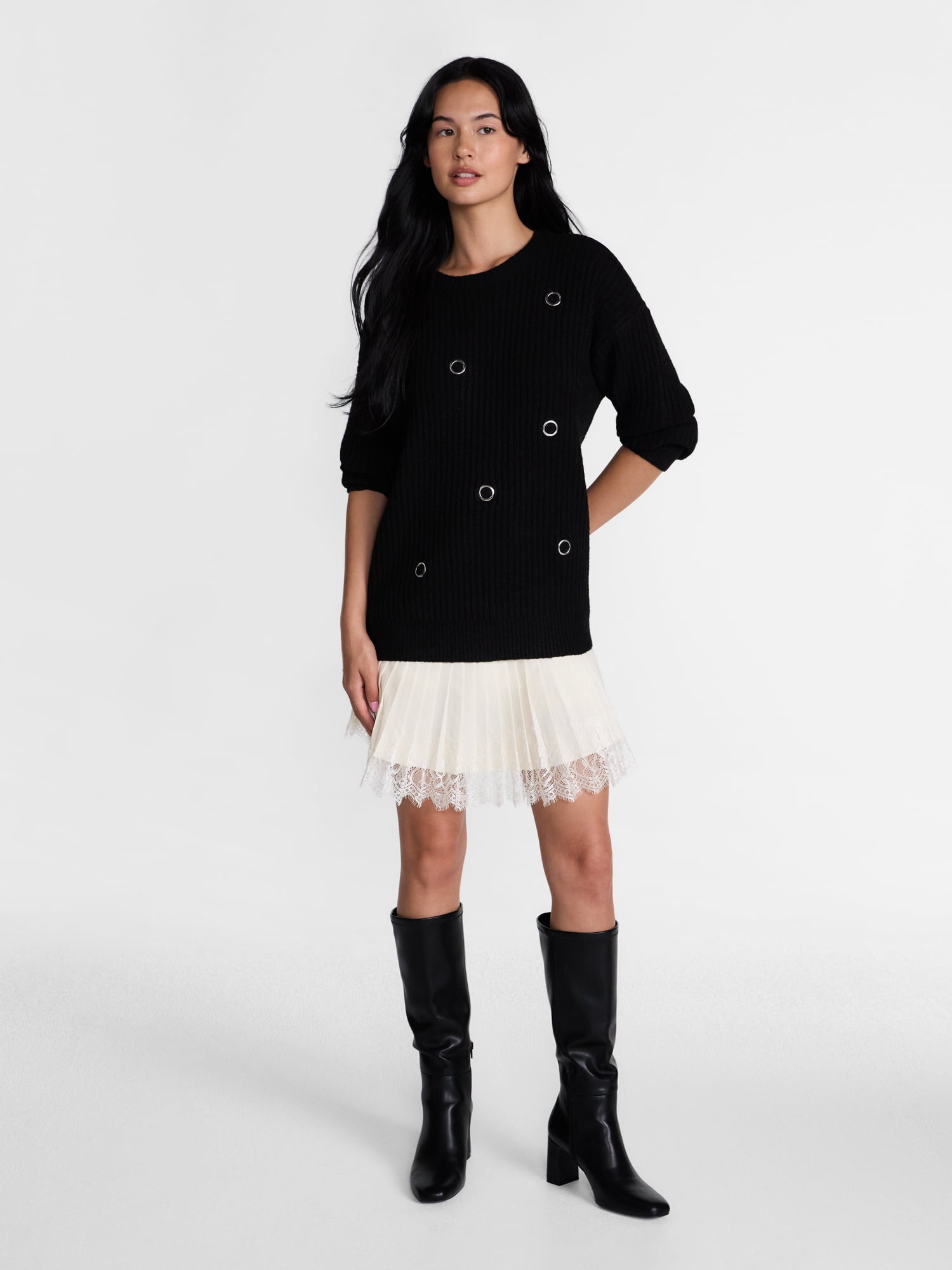 Madden NYC Women's Pleated Skort with Lace Trim, Sizes XXS-XXL