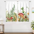 thumbnail image 4 of Mushroom Small Kitchen Curtains Sage Green Botanical Window Treatment Boho Wildflowers Plant Leaf Cafe Short Window Curtains for Bathroom Dining Laundry Room Tier Treatment Drapes 27.5x39 inch, 4 of 6