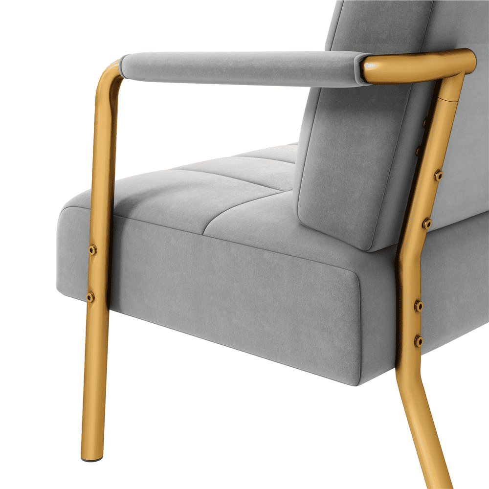 Renwick Velvet Accent Armchair with Cozy Pillow, Light Gray