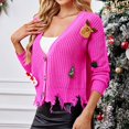 thumbnail image 4 of Futezty Women Fall Varsity Bomber Jackets Casual Long Sleeve Button up Lightweight Cropped Coats Outerwear, 4 of 5