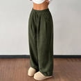 thumbnail image 4 of Endives Women's Sweatpant Wide Leg Pants Corduroy High Waist Barrel Pants Comfy Baggy Sweatpants Green, 4 of 7