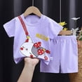 thumbnail image 2 of NOLDARES Baby Boy Summer Clothes 2pcs Dinosaur Truck Graphic Tee Cotton Shorts Toddler Outfits(Purple,18-24 M), 2 of 4