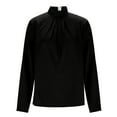 thumbnail image 4 of Ltctricy Blouses for Women Trendy Long Sleeve Mock Turtleneck Pleated Front Business Casual Work Shirts Dressy Work Tops(Black,Medium), 4 of 5