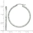 thumbnail image 3 of Primal Silver Sterling Silver Diamond-cut 2x35mm Hoop Earrings, 3 of 5