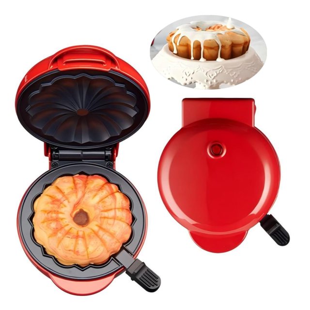 WJCA Compact 5" Heart Waffle Maker, Adjustable Browning Control & Non-Stick Cooking, Perfect for Stuffed Waffles,Red Appliance.