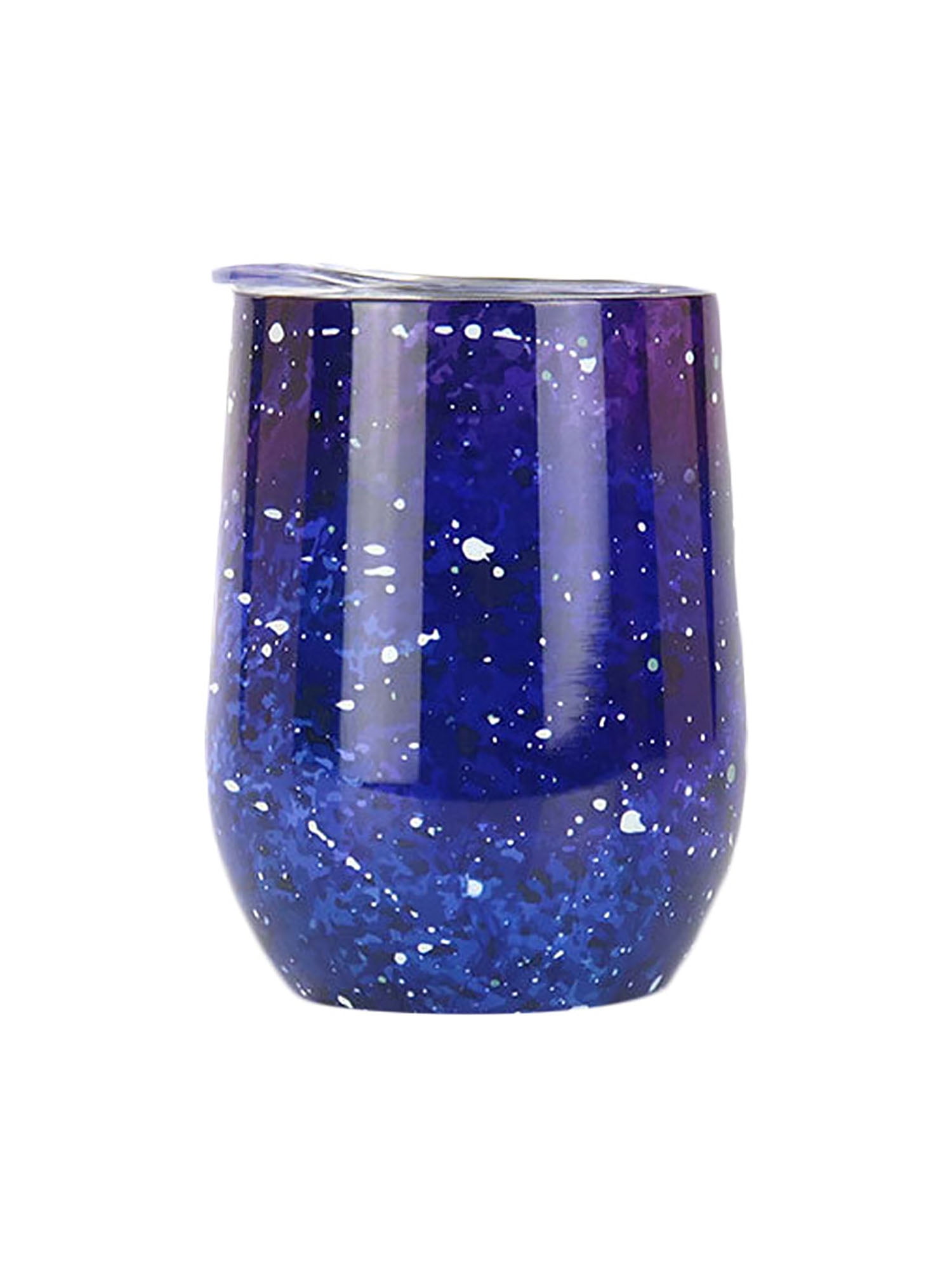 350ml Double Walled Wine Glasses Tumbler Cup with Straw Lid Stainless