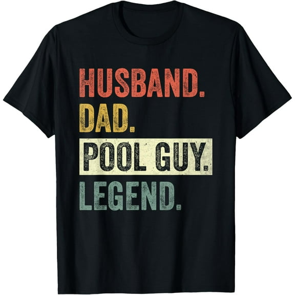 Funny Vintage Swimming Husband Dad Pool Guy Legend T-ShirtMen's and women's gift, black and white T-shirt, size: Extra large S-4XL