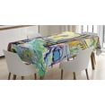 thumbnail image 1 of Fine Art Tablecloth, Contemporary Style Urban View in Murky Vibrant Colors Digital Paint Grunge Image, Rectangular Table Cover for Dining Room Kitchen, 60 X 84 Inches, Multicolor, by Ambesonne, 1 of 3