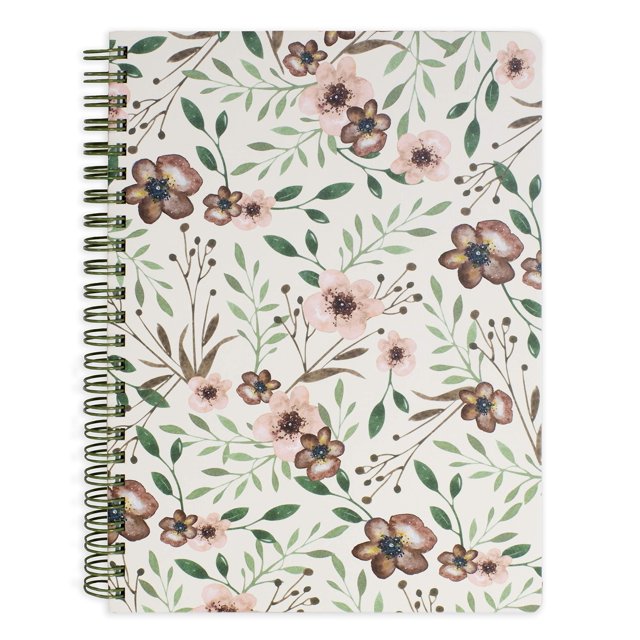 Steel Mill & Co Lindo Cuaderno En Espiral Verde De 8,25 X 6,25 Pulgadas Con Tapa Dura Duradera Y 160 Páginas Rayadas Woodland Floral
