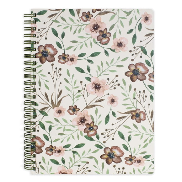 Steel Mill & Co Lindo Cuaderno En Espiral Verde De 8,25 X 6,25 Pulgadas Con Tapa Dura Duradera Y 160 Páginas Rayadas Woodland Floral
