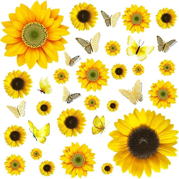 Sunflower Wall Decor 27 Pcs Sunflower Stickers For Walls With 3d