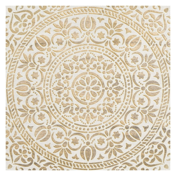 Masterpiece Art Gallery Ornamental White Gold Medallion By Belle Maison Canvas Art Print 35" x 35"