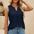 thumbnail image 5 of Gifts Usmixi Womens Tank Tops Beach Lightweight Casual Hollowed Smocked Tunic Shirts Vest Summer Trendy Solid V-Neck Sleeveless Shirts Blouse Navy s, 5 of 6