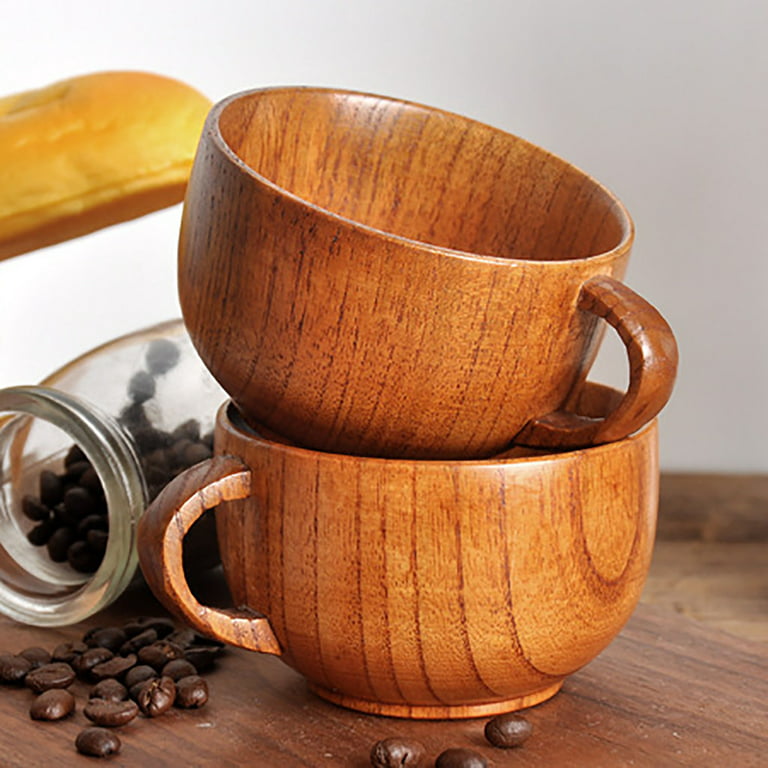280ml Handmade Wooden Coffee Mug Tea Cup With Handle Wood Retro Beer Mug  Coffee Solid Wood Cups and Mugs Home Office Natural Eco Friendly 