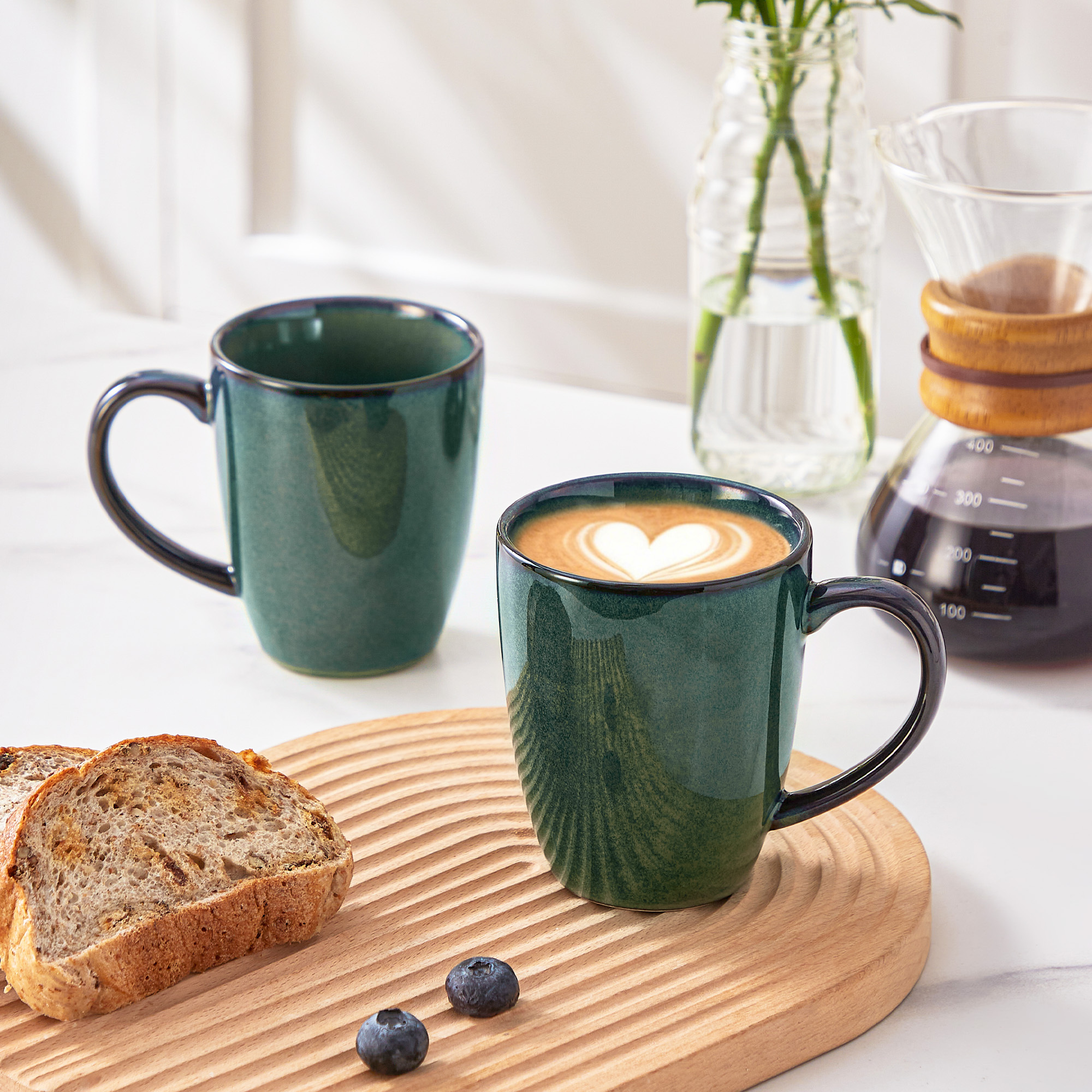 Vancasso Ceramic Coffee Mugs, 12 oz, Set of 4, Green photo 6