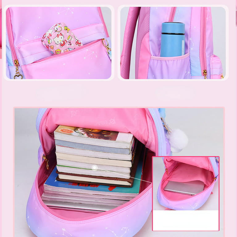 School Backpacks Waterproof School Bags for Girls Kids Primary Princess  Kawaii Backpack For Grade 3-6,Blue