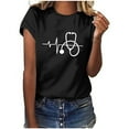 thumbnail image 1 of T-shirt Blouse Décontractée pour Femmes à Manches Courtes Imprimée pour la Journée des Infirmières, 1 of 7