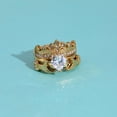 thumbnail image 5 of Ringheart Couple Rings Matching Ring Claddagh Ring Yellow Gold Plated Women Wedding Ring Sets for Him and Her, 5 of 7
