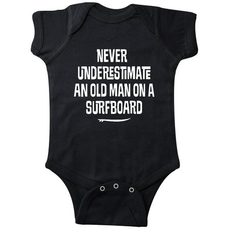 

Inktastic Underestimate Old Man Surfboard Gift Baby Boy or Baby Girl Bodysuit