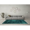 thumbnail image 3 of Ahgly Company Machine Washable Indoor Round Abstract Turquoise Blue Modern Area Rugs, 8' Round, 3 of 4